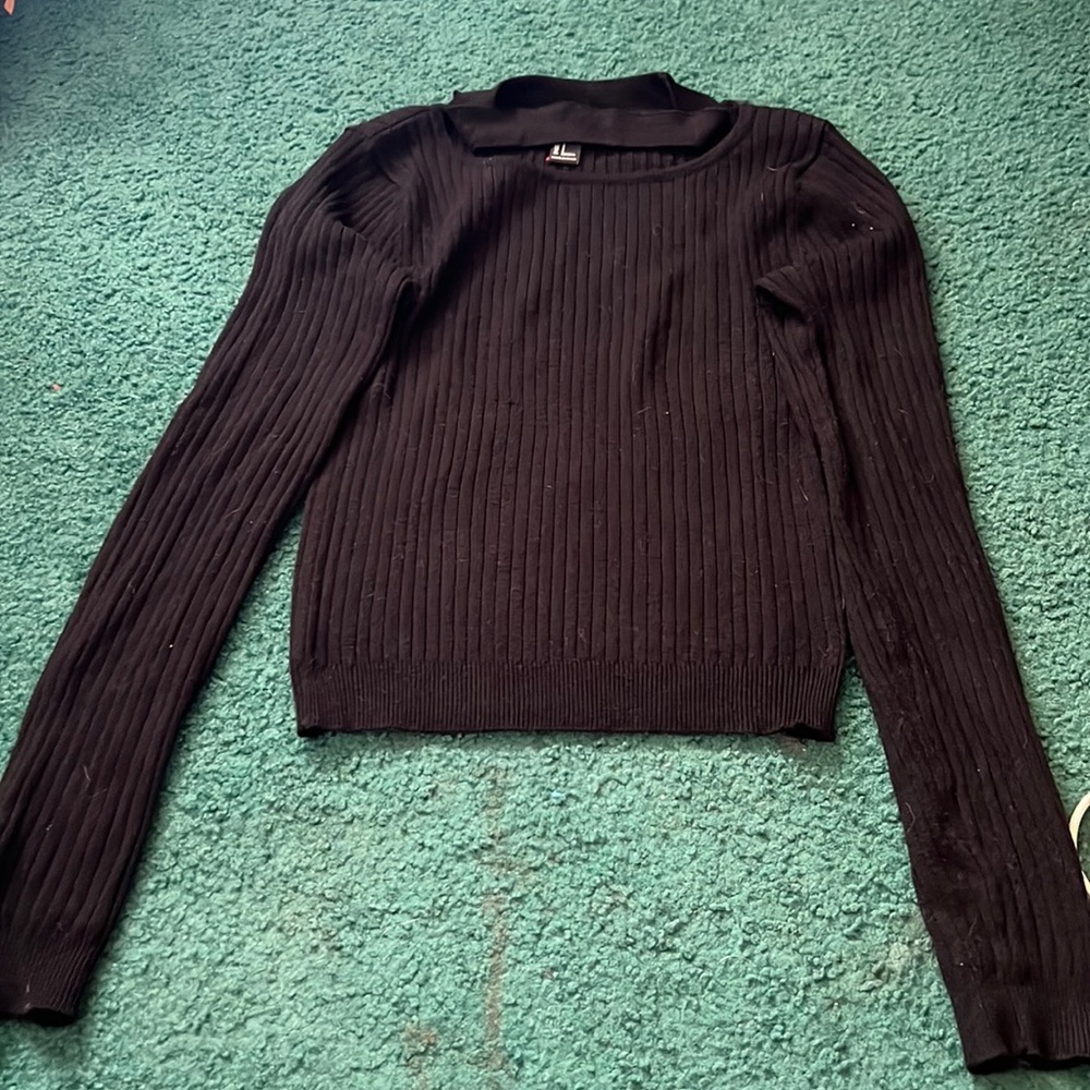 Black Sweater with Attached Neck Piece